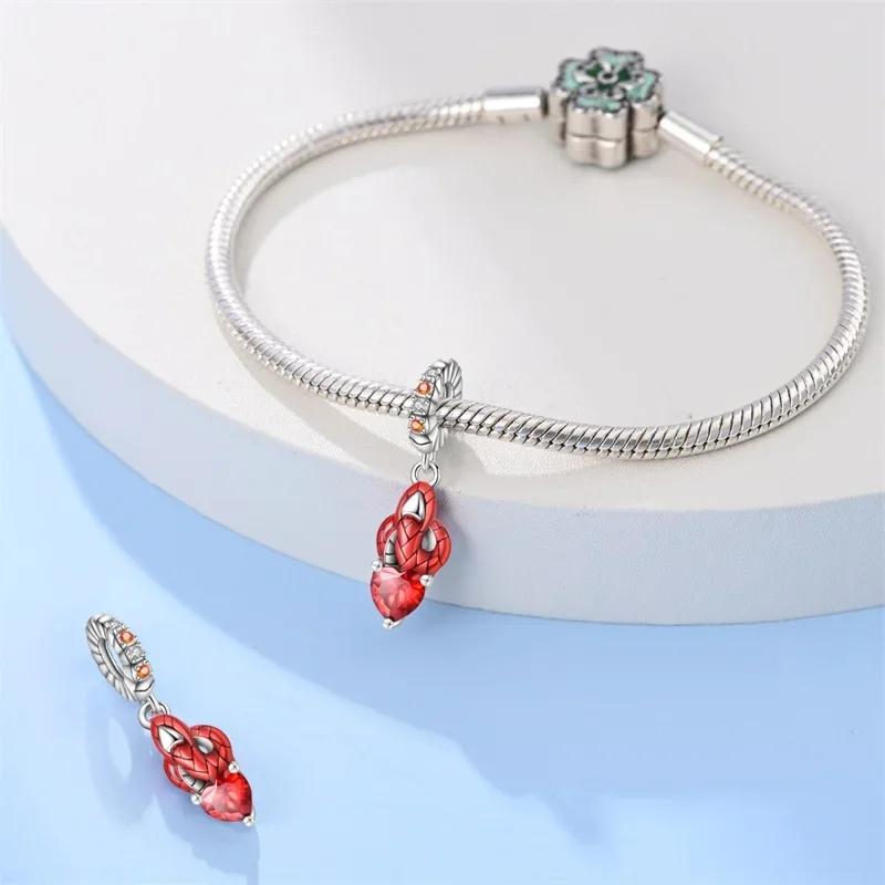 100% Медь Изысканные Карты Таро Браслет Подвески Кроваво-Красный Огненный Змей Роза Шармы Бусины Сделай Сам Украшения Для Женщин