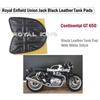 Union Jack "Black & White Leather knee Tank Pad" Fit for Royal Enfield GT 650