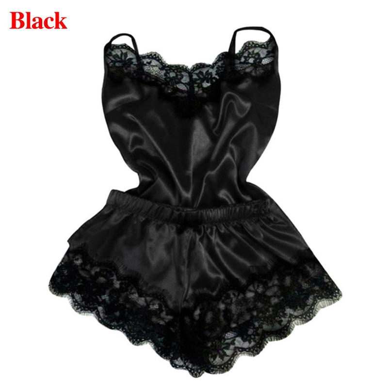New Women's Sleepwear Sexy Lace Satin Pajama Sets Nightwear Sleeveless Tops+Shorts 2 Pcs Sets Pyjama Sets For Women Pijama