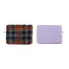 Fluffy Tartan Check Color Combination Tablet Pad Laptop Pouch, Purple
