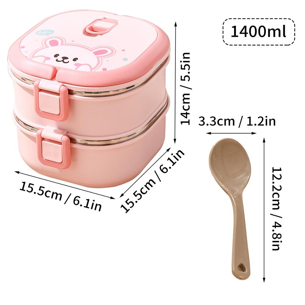 WORTHBUY Portable Food Storage Box Multi Layer Fruit Vegetable Storage Container 304 Stainless Steel Bento Lunch Box With Spoon