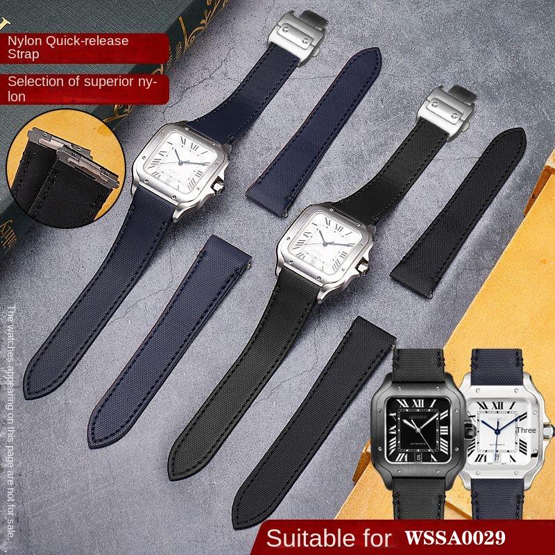 Нейлоновый ремешок 21 мм с быстросъемным креплением для ремешка Cartier Santos новый W2SA0007 средний Холщовый Водонепроницаемый Спортивный ремешок для часов Черный Синий