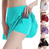 Women Yoga Skort Pocket Pleated Solid Pants High Waist with Safety Color Inner Athletic Skirt