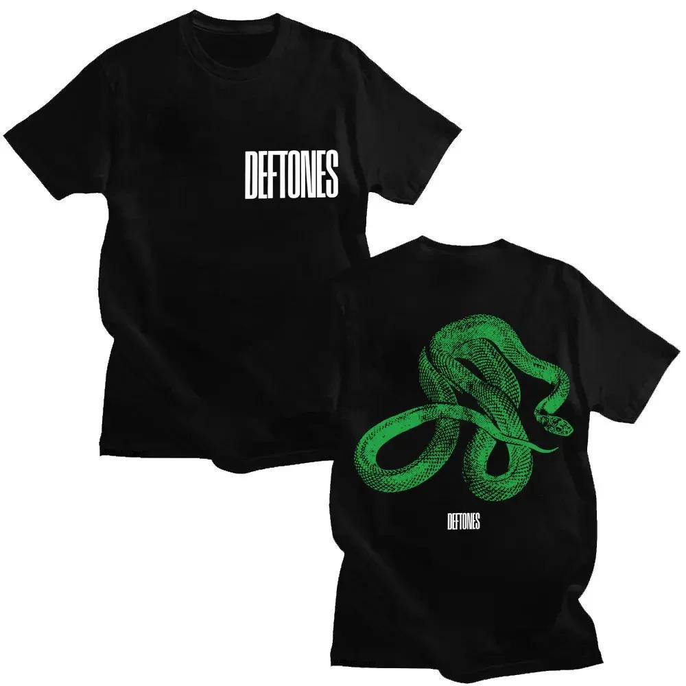 Rock Band Deftones Green Snake Print Tshirt Private Music Album Retro Fashion Trend Summer Print 100 Pure Cotton Tshirt