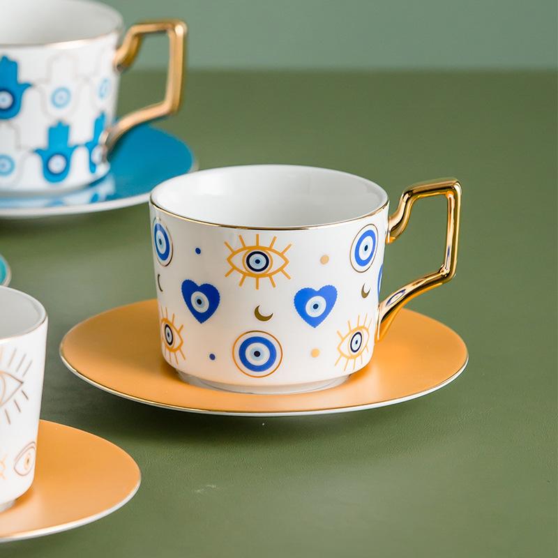 Blue Eye Ceramic Coffee cup European Fashion Coffee cup Dish Set Home Afternoon Tea Tea Cup tea cups and saucer sets coffee cup