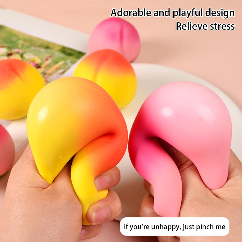 Fidget Toy Cartoon Peach PU Squishy Slow-Rising Stress Relief Kawaii Kids Squishies Toys Fruit Squeeze Balls Gift for Kids