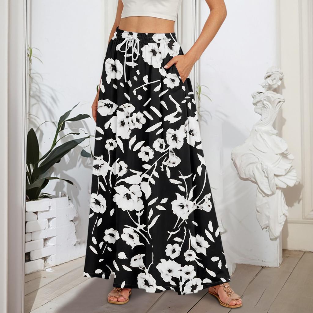 Женские струящиеся расклешенные юбки-макси с оборками и эластичным поясом, элегантные многослойные длинные юбки в стиле бохо