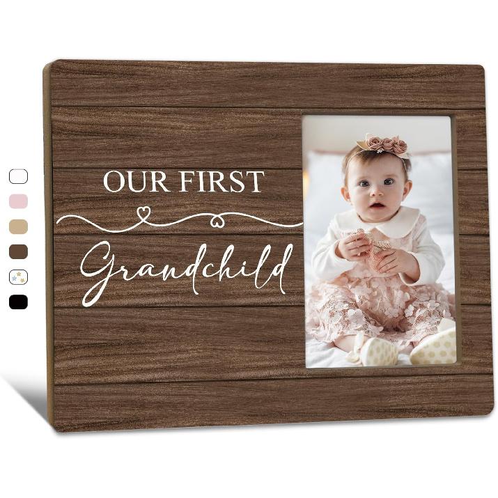 First Granddaughter Gifts Picture Frame 4x6, First Time Grandparents Gifts Photo Frame, New Baby Gift for Grandparents, New Grandparent Gift Wooden