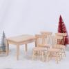 1Set Dining Table Chair Model 1:12 Dollhouse Mini Wooden Furniture Toy Set