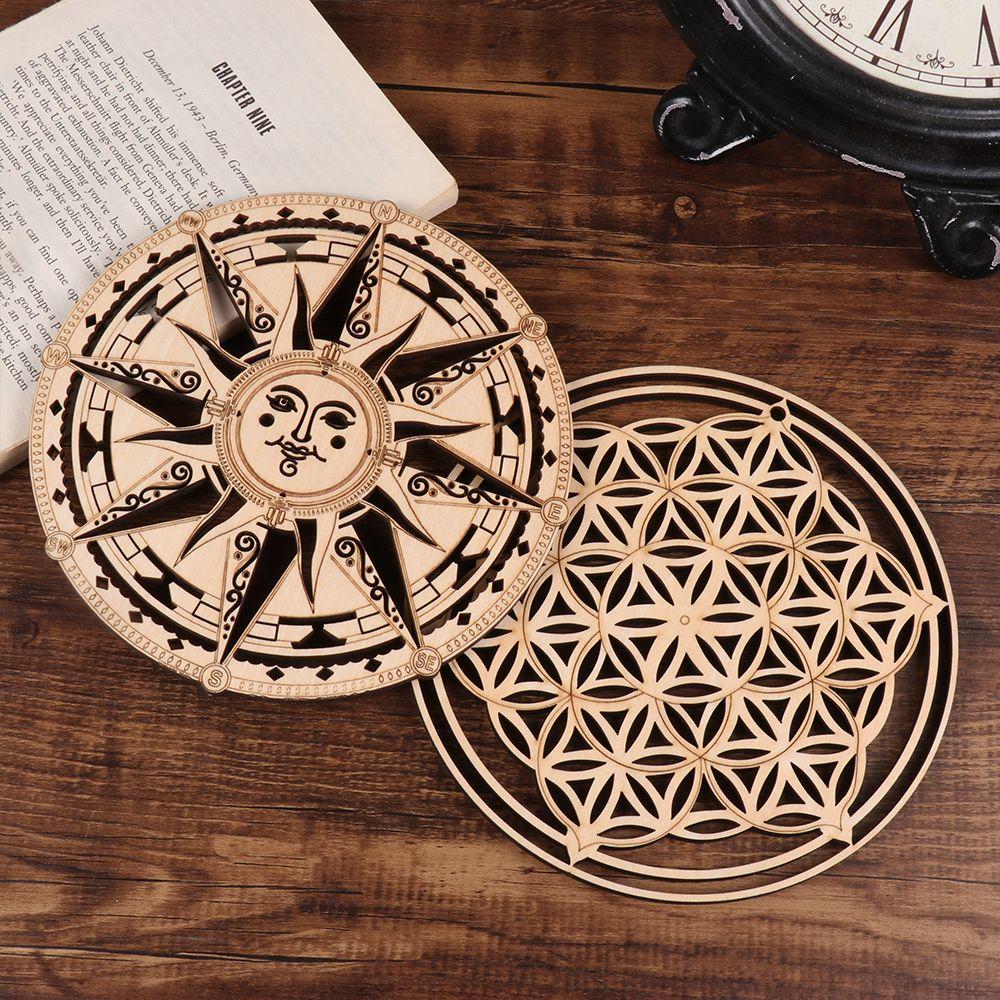Meditation Wood Sign Round Wooden Wall Art Sacred Geometry Hanging Artwork Wall Decor