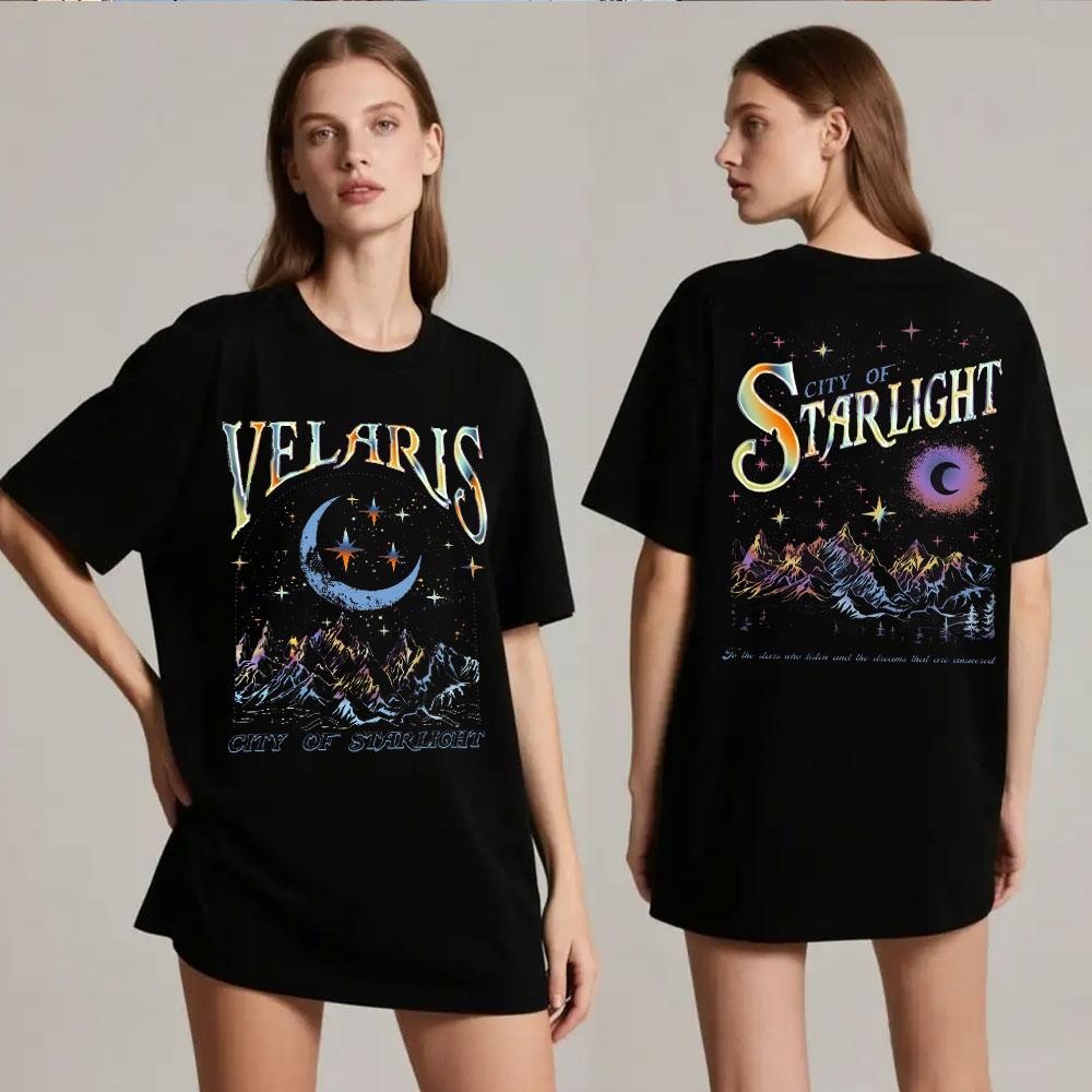 Женская футболка Velaris Город Звездного Света ACOTAR Двусторонняя футболка Ночной Двор Снов Рисенд Кассиан Сара Дж. Маас Футболка для книголюбов
