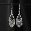 Niche Retro Temperament Rhombus Fringed Earrings Long Ethnic Style Simple High-end Earrings Women's Ear Jewelry