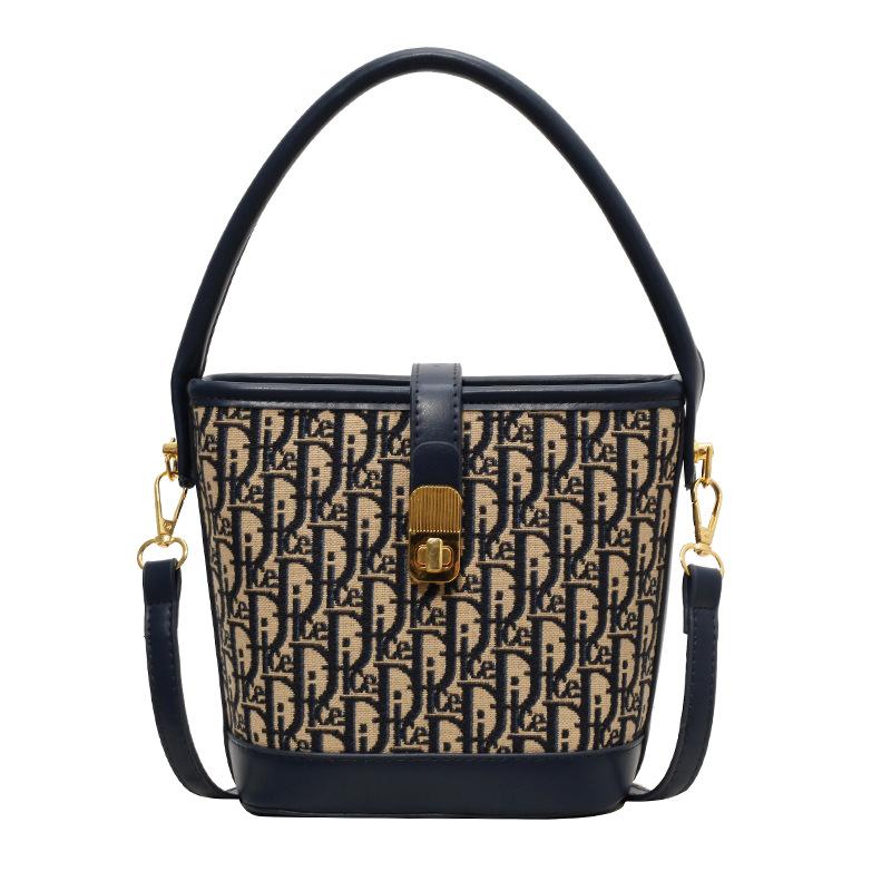 Винтажная нишевая сумка-ведро 2025 премиальный стиль женская сумка для поездок на работу сумка-мессенджер интернет-знаменитость взрывная модель принтованная наплечная сумка