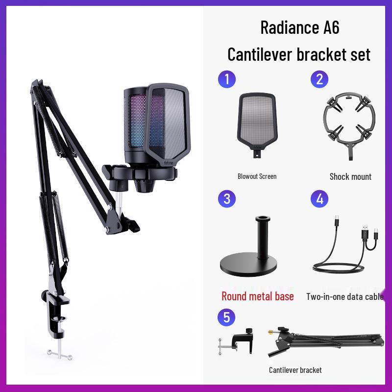 Микрофон Fifine Radiance A6 RGB для записи на настольный компьютер и телефон