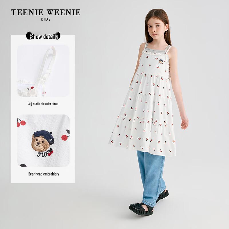Teenie Weenie Девочкин сарафан с принтом вишни на бретельках