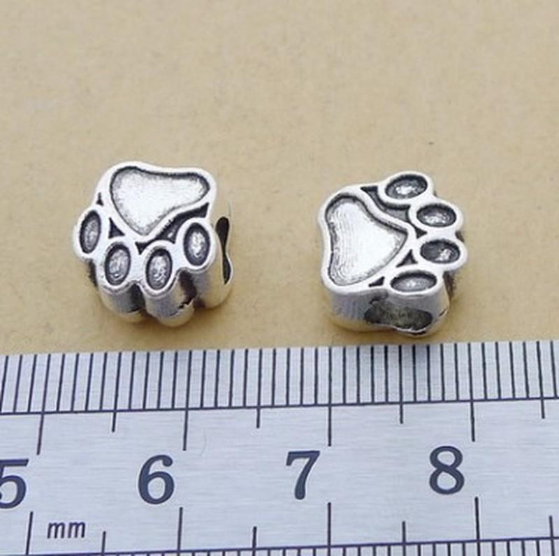10 pcs/lot Animal Dog Paw Prints Bear Paw Charms Beads Fit Bracelets & Bangle Diy Large Beads for Jewelry Making