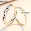 New 925 Sterling Silver Couple Ring Men Women Electrocardiogram Adjustable Pair  Micro-inlaid Zircon Lovers Rings Jewelry Gift
