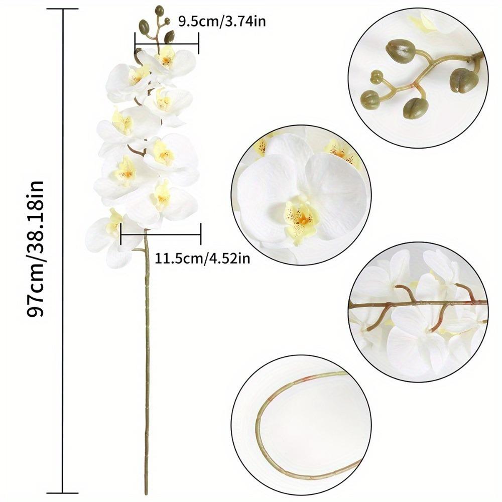 6 PCS Real Look Long Stem Artificial Flowers Faux Orchid Velvet Orchids 97cm Orchids Artificial Flowers for Tall Vase for Home Wedding Decoration