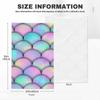 Mermaid Fish Scale Wave Kitchen Towels Set of 2 Japanese Watercolor Colorful Silver Line Scales 3D Dish Towels Absorbent Soft Hand Tea Bar Towels for