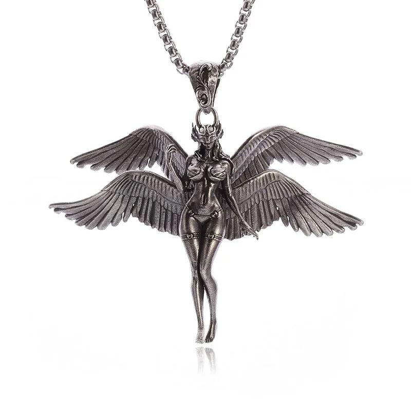 European and American Four-winged Angel Retro Trendy Fashion Accessories Necklace Pendant