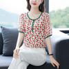 Новая шифоновая рубашка с цветочным принтом, женская рубашка с короткими рукавами и круглым воротником, свободный повседневный топ, женская одежда, женские Blusas