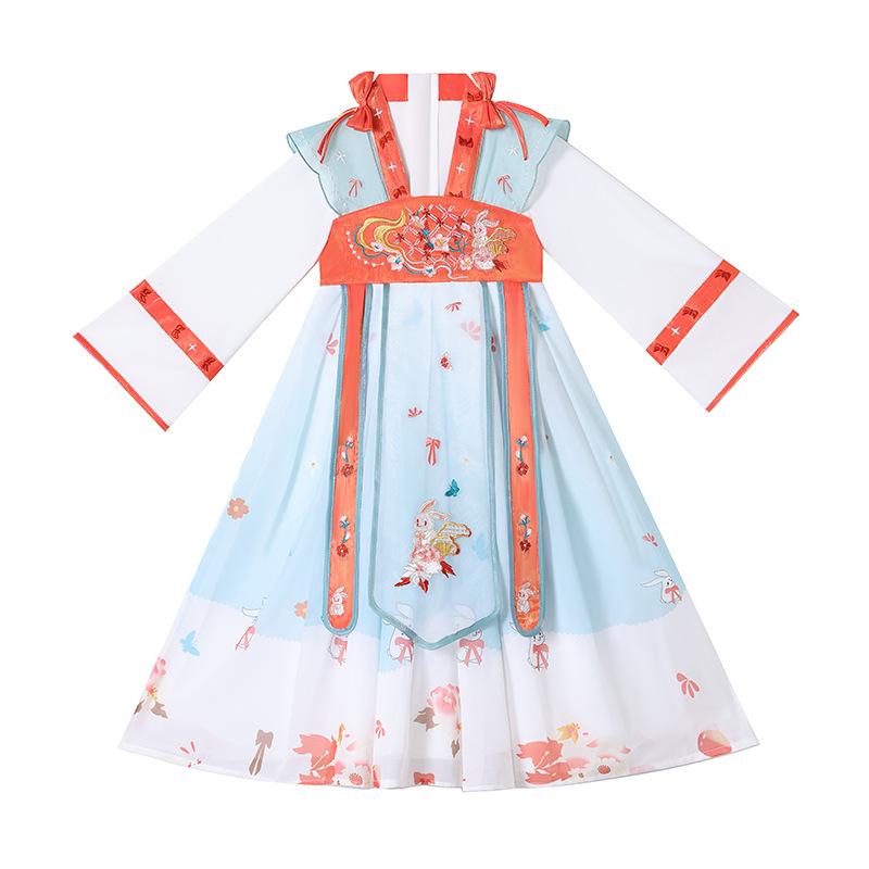 Древний костюм ханьфу для девочек, детское платье для маленьких девочек в китайском стиле, платье Тан, юбка принцессы, национальный костюм, детский