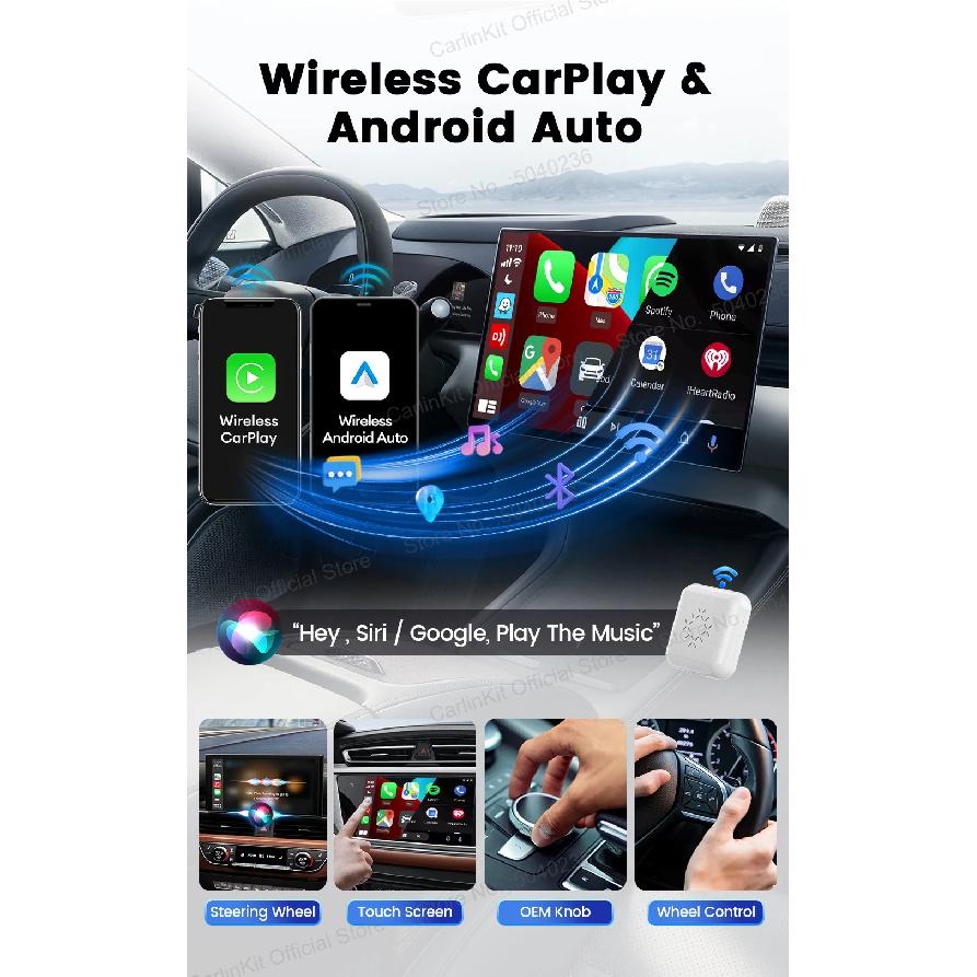 CarlinKit 5.0 Mini Pro Wireless Android Auto & CarPlay Adapter Split Sceeen Online Upgrade 5.8Ghz WiFi Bluetooth Fast Connect
