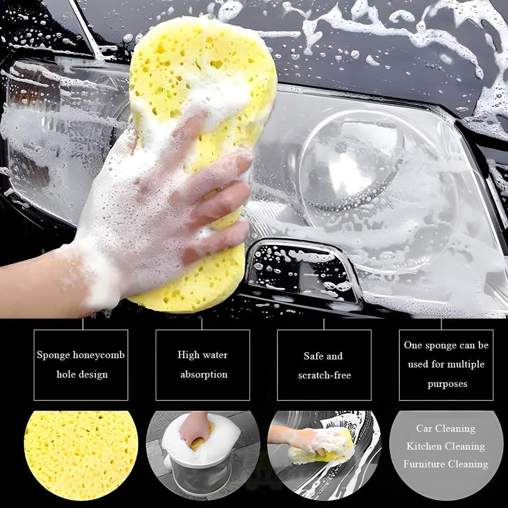 Wevdn 2 PCS Car Wash Sponges, Automotive Large Cleaning Sponges with Vacuum Compressed Packing, Multi-Purpose Washing Sponge Pad for Car Motorcycle