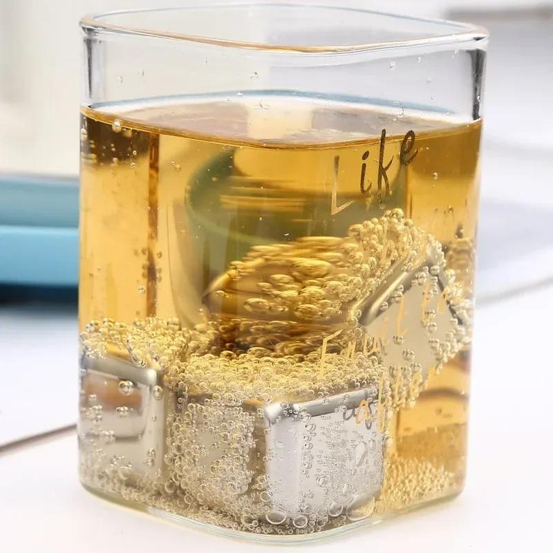 Набор кубиков льда из нержавеющей стали 2/4/6/8/12 шт. Многоразовые охлаждающие камни для виски, вина, охлаждающие кубики, охлаждающие камни, барный инструмент для вечеринок