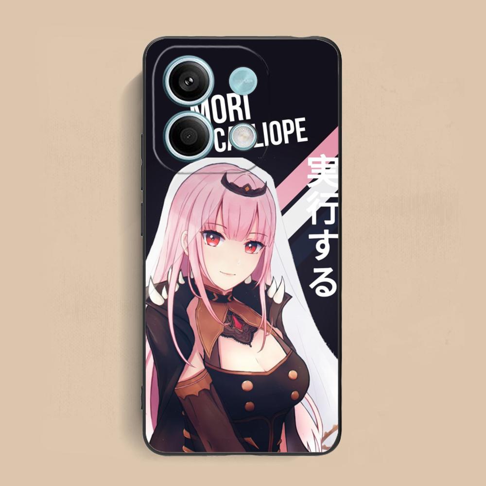 Holo Mori Calliope Matte TPU Mobile Phone Case for Xiaomi Redmi Note 14 13 12 11 S Pro Plus 4G 5G Colorful Printing Cover