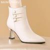 Острый носок женские ботильоны на высоком каблуке кожаные туфли женские 2025 тренд зимняя мода дизайнер сексуальные повседневные женские зимние ботинки