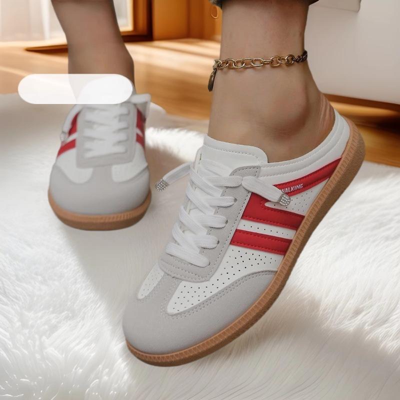 Большие размеры модных женских кроссовок Baotou half-drag 2025 года, весна и осень, новые легкие, простые и универсальные модные повседневные женские туфли