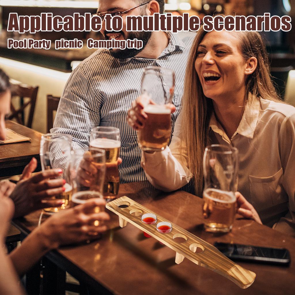 2 Pcs Shot Glass Tray Wood Shot Glass Holder Shot Glass Stand with 6 Holes Shot Glass Serving Tray for 1.4 inch Diameter Glasses