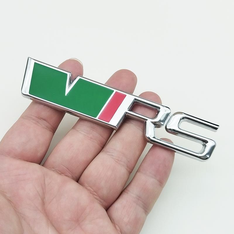 3D Metal RS Logo VRS Car Front Grill Emblem Rear Trunk Badge For Skoda VRS Octavia 1 2 3 Rapid Kodiaq Karoq Fabia Kamiq Superb QN8