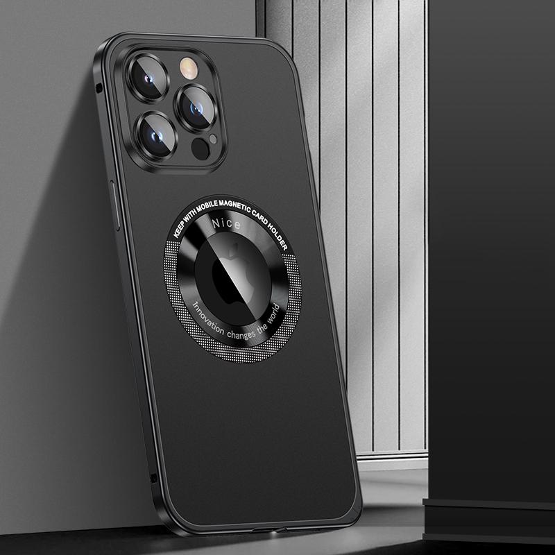 Магнитный чехол для беспроводной зарядки для iPhone 14 Plus 13 Pro MAX 12, металлический бампер, адсорбционная матовая защита для камеры, алюминиевый чехол