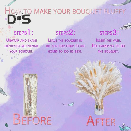 95Pcs Eco-friendly Pampas Grass Bouquet UV Resistant Great Boho Dried Floral Arrangement Pampas Grass Bouquet