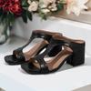 Женские туфли на высоком каблуке 2025 Весна Новые шлепанцы Универсальный однотонный средний каблук Толстый каблук Сандалии с квадратным носком Женские