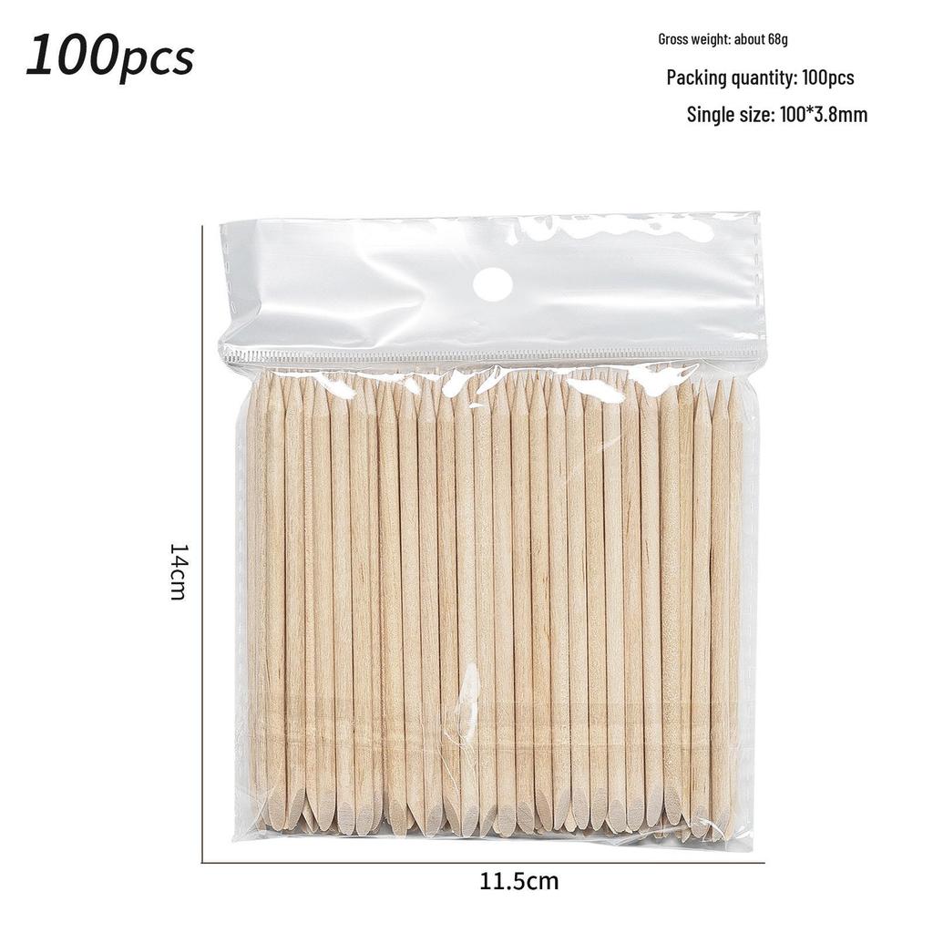 Двусторонние палочки из апельсинового дерева для отодвигания кутикулы 11,4 см, 100 шт./пакет - Инструмент для доттинга ногтей