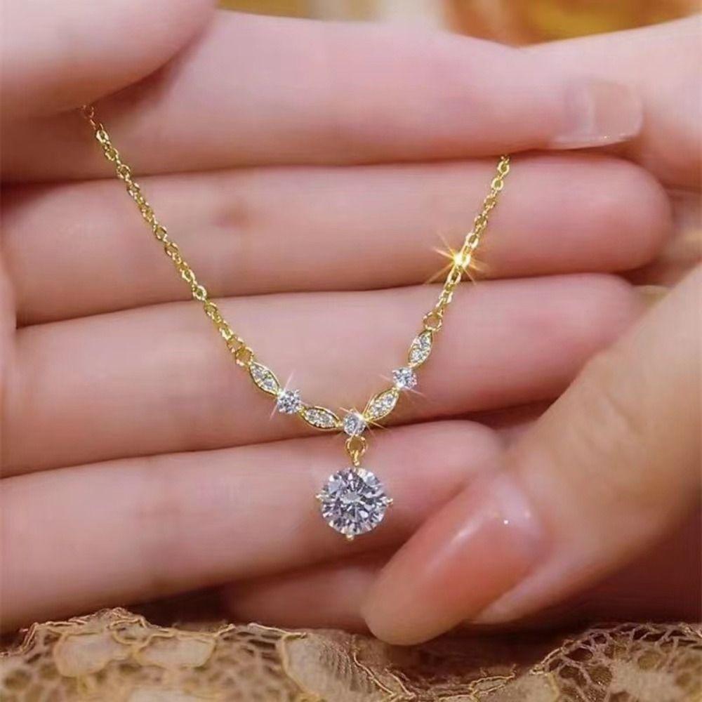 Украшения Персонализированное Яркое Ожерелье Алмазный Кулон Ожерелье Новая Полностью Инкрустированная Цепочка на Ключицы Женщины