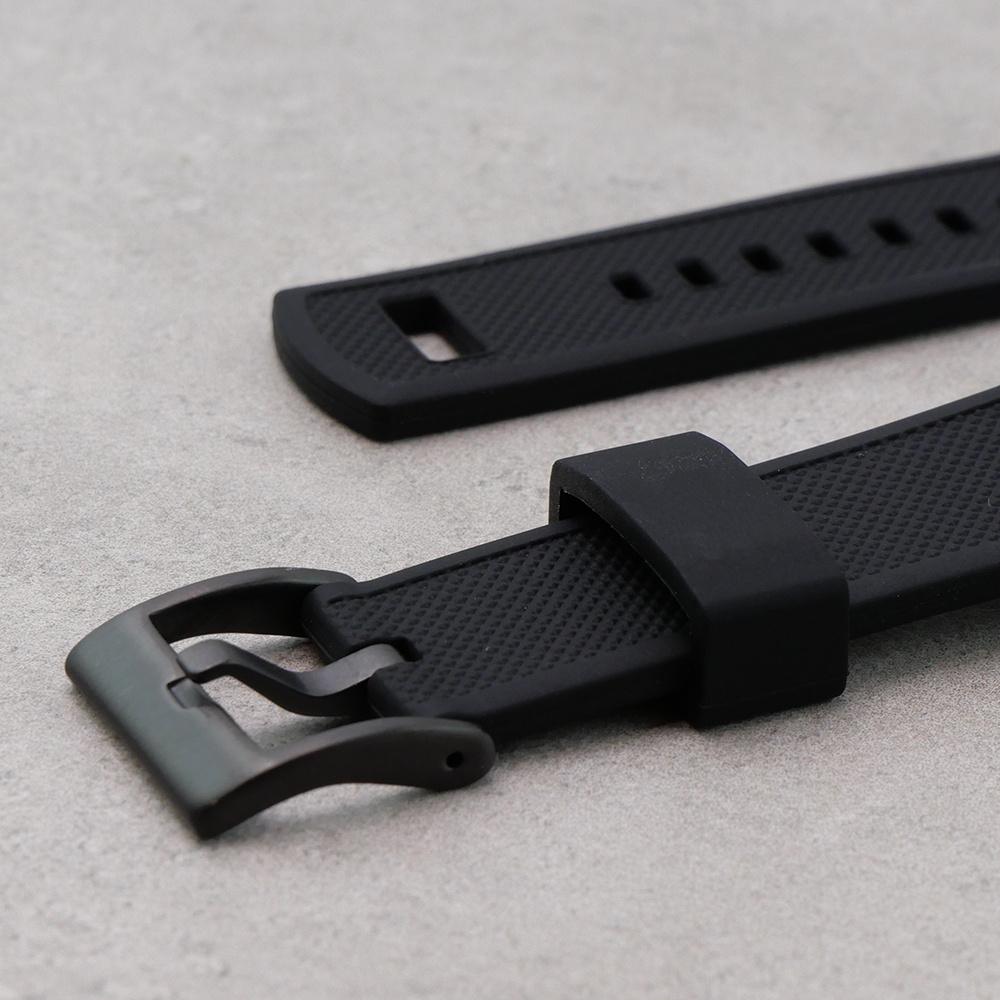 ERBORD Universal Silicone Strap 20mm, Dual Color, Black / Black Buckle