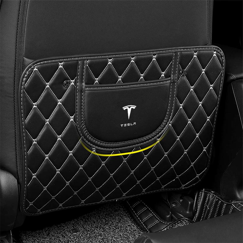 Car Anti-kick Pad Interior Pu Leather Auto Seat Back Protector Pads For Tesla Model 3 Model S Model X Y Roadster Performance