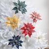 Luxurious Faux Velvet Christmas Flower Elegant Realistic Xmas Tree Ornaments with Ice Crystal Handmade Eternal Flower Home Decor