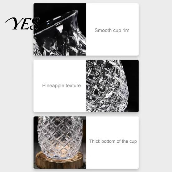 Durable Cocktail Glass Pineapple Shape Glass, 480ml Embossed Tumbler for Juice Hot Restaurant Specialty Beverages, Creative Bar Glassware Whiskey,