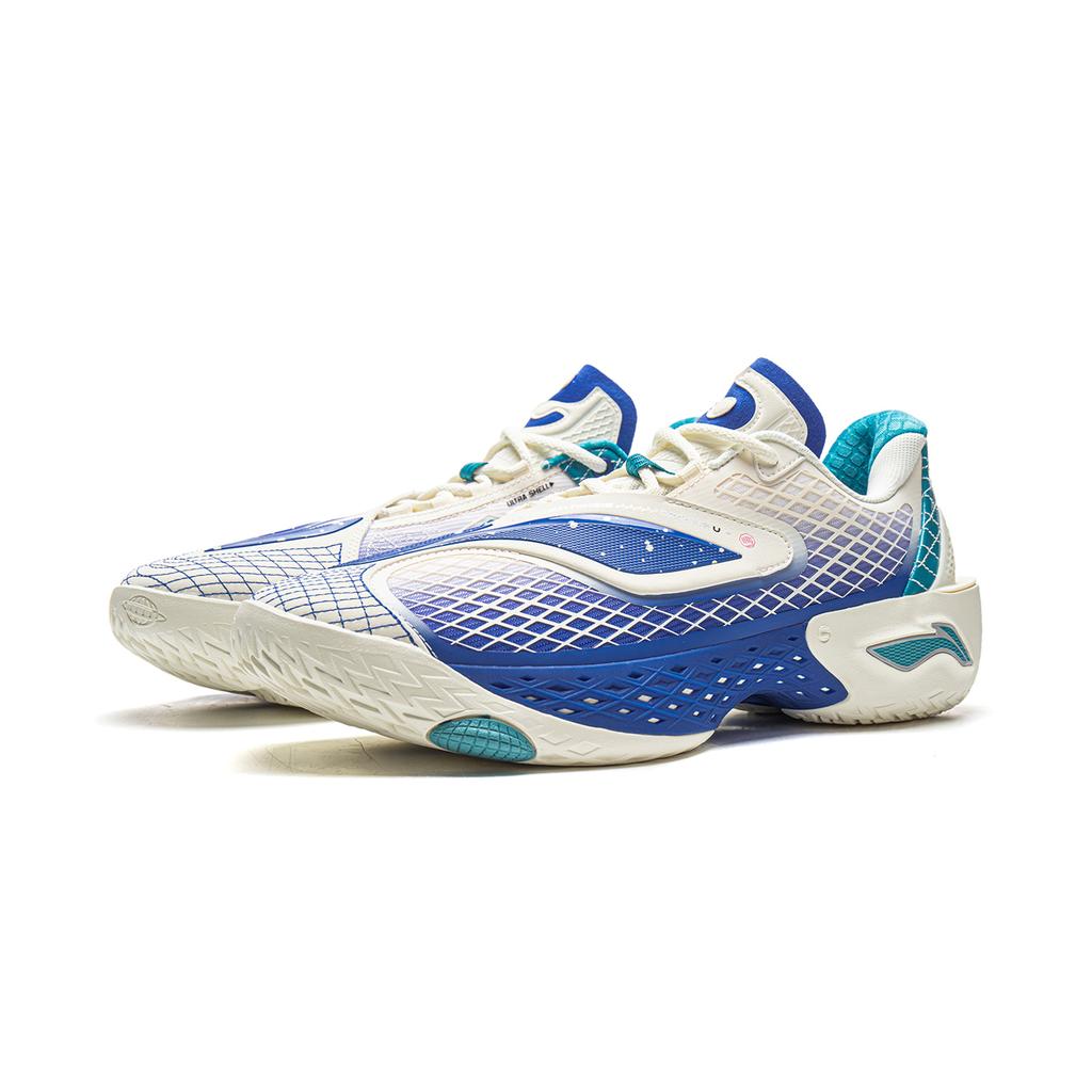 Li-Ning Легкие амортизирующие низкие мужские баскетбольные кроссовки Бело-синие ABFW003-2
