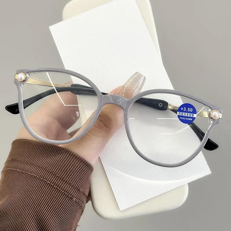 New Pearl Reading Glasses Frame Vintage Lady's Cat Eyes Presbyopia Eyewear Anti Blue Light Optical Spectacle Eyeglasses