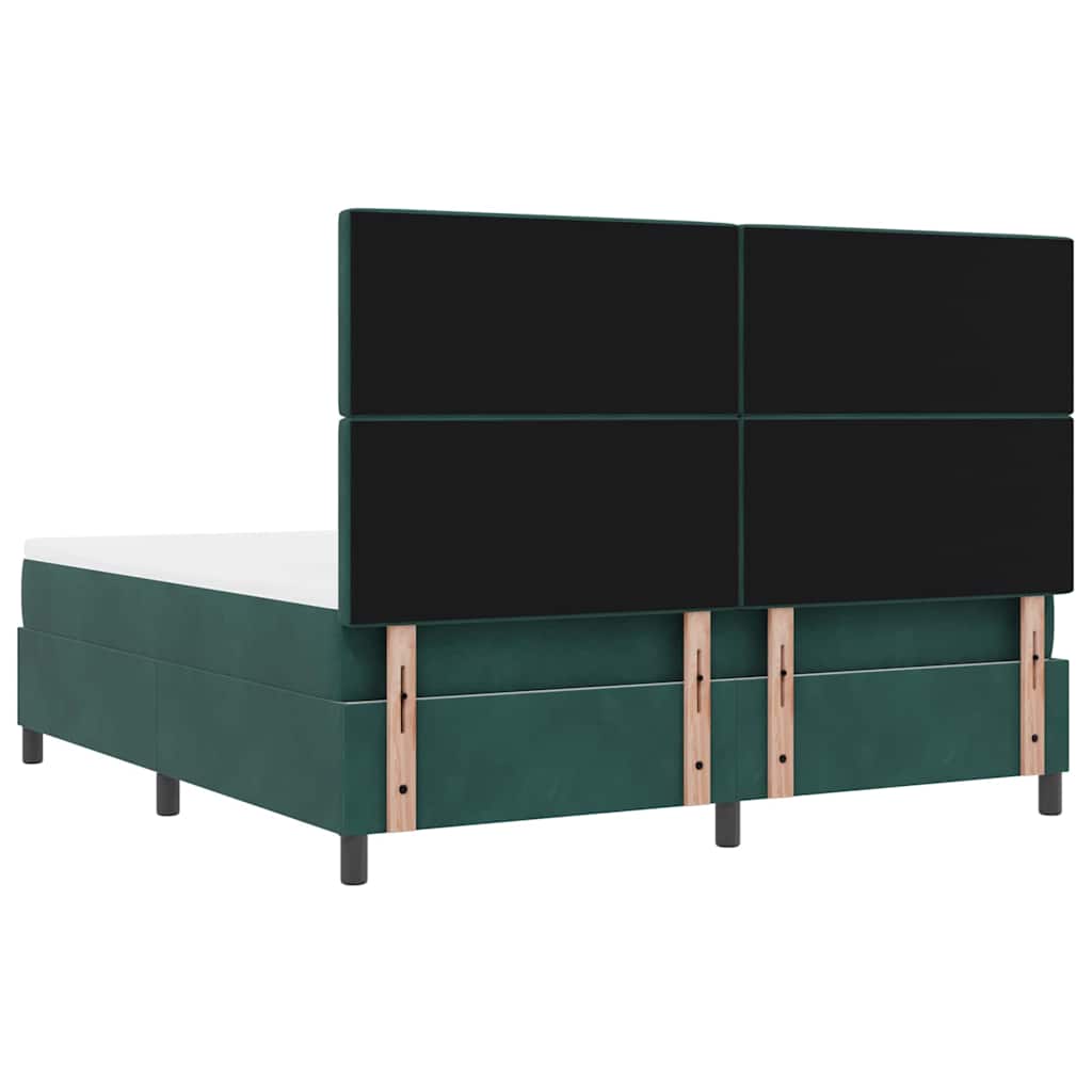 Box Spring Bed with Headboard Dark Green 200 x 180 cm Velvet