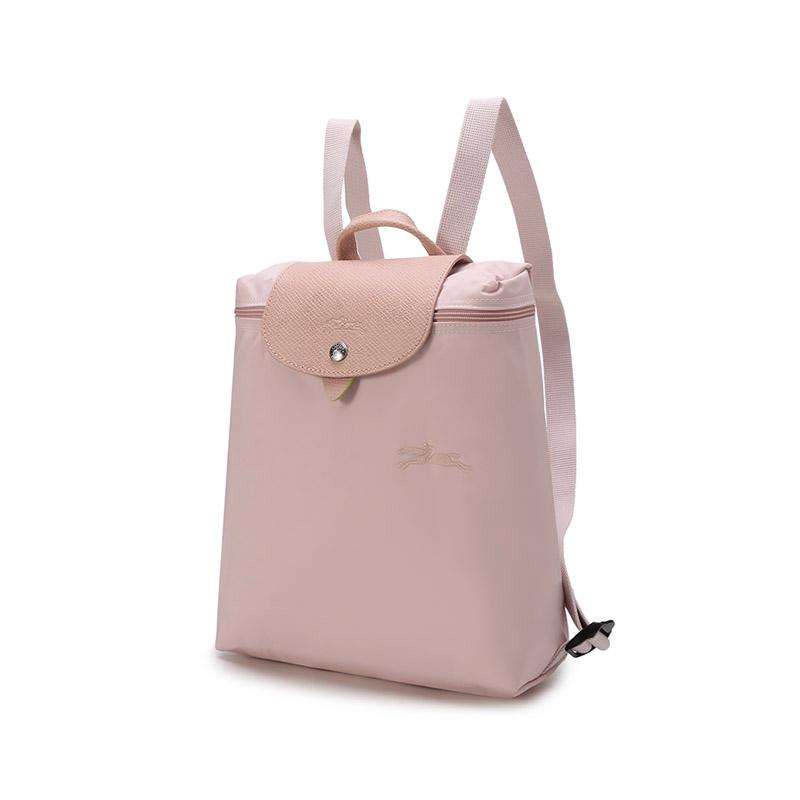 Longchamp Le Pliage Green 26 Молния Клапан Регулируемый плечевой ремень Переработанный холст с кожаной отделкой Рюкзак Женский рюкзак Сакура-Розовый 1699919P64
