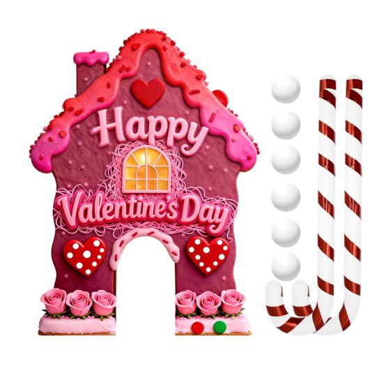 Набор для игры в гольф «Пряничный леденец» на День святого Валентина, поле для мини-гольфа с клюшкой и 6 мячами для веселья на семейной вечеринке в помещении, дома, в офисе