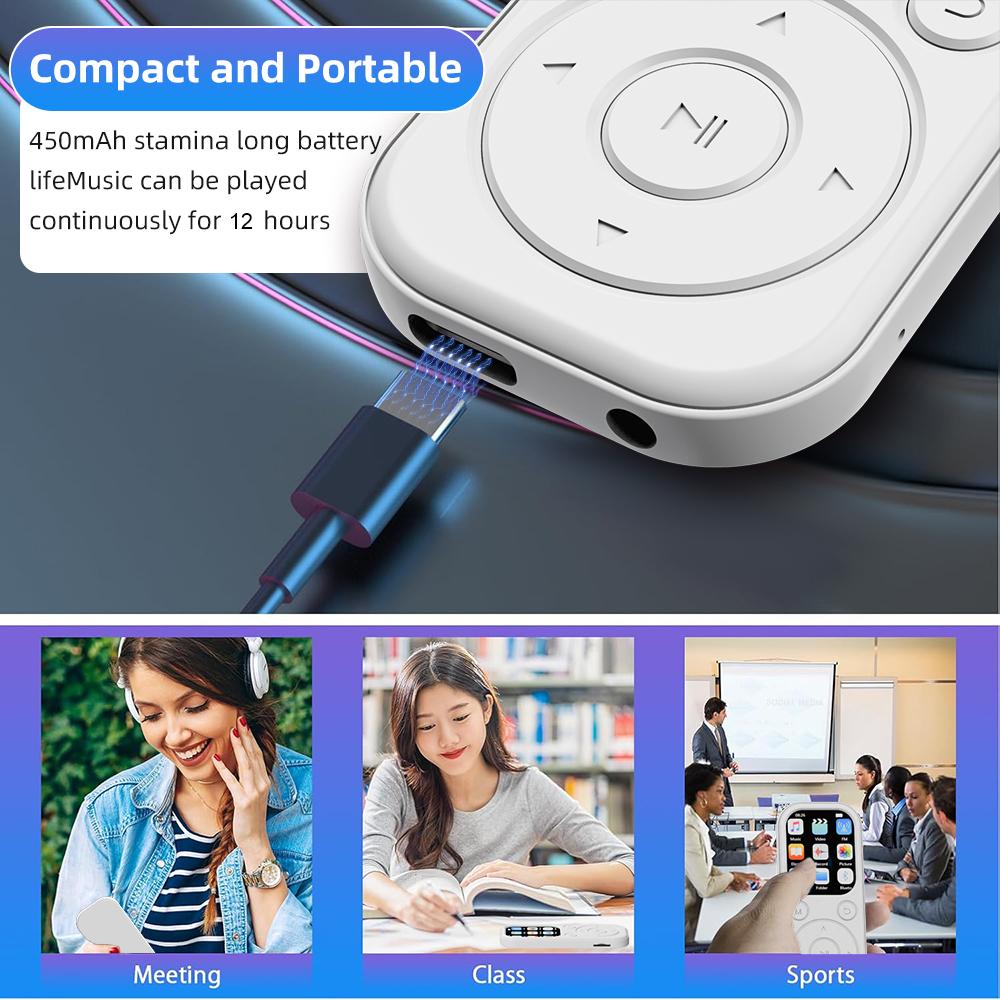 Портативный MP3 MP4 плеер Bluetooth 5.4 музыкальный плеер мини-динамик поддержка FM-радио диктофон электронная книга