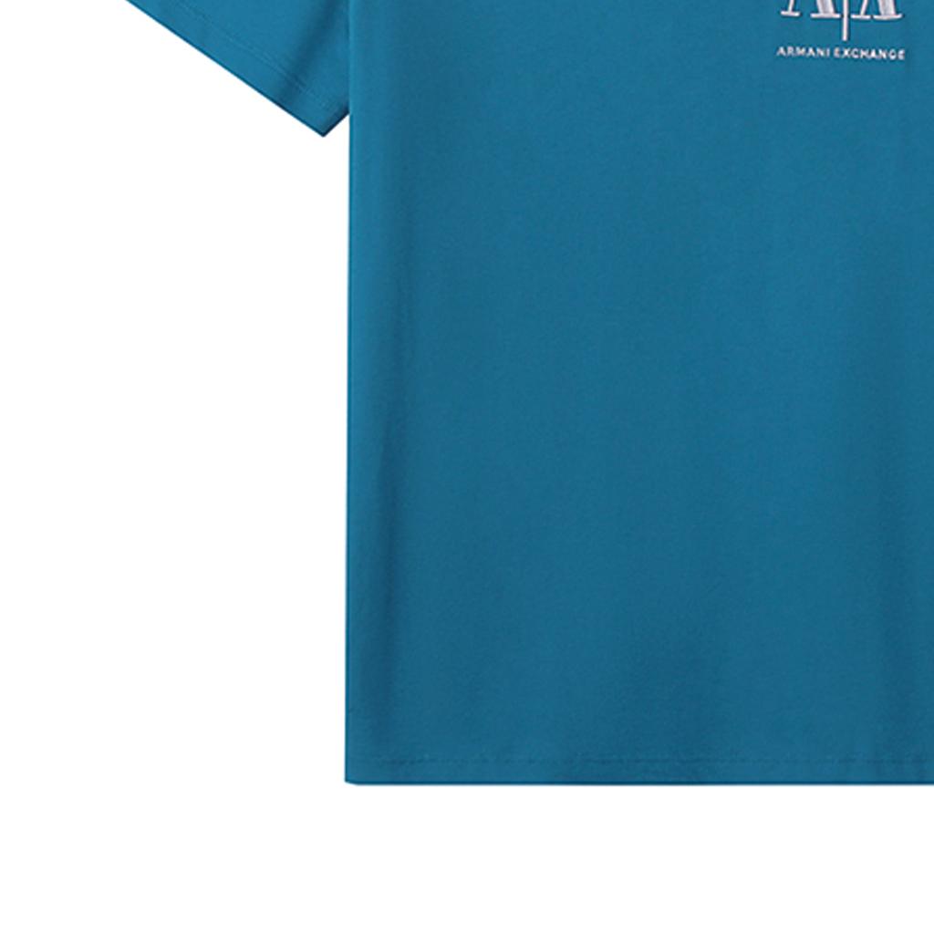 Armani Exchange Однотонная футболка с вышитым логотипом, короткий рукав, мужские топы 8NZTPH-ZJH4Z-15BB